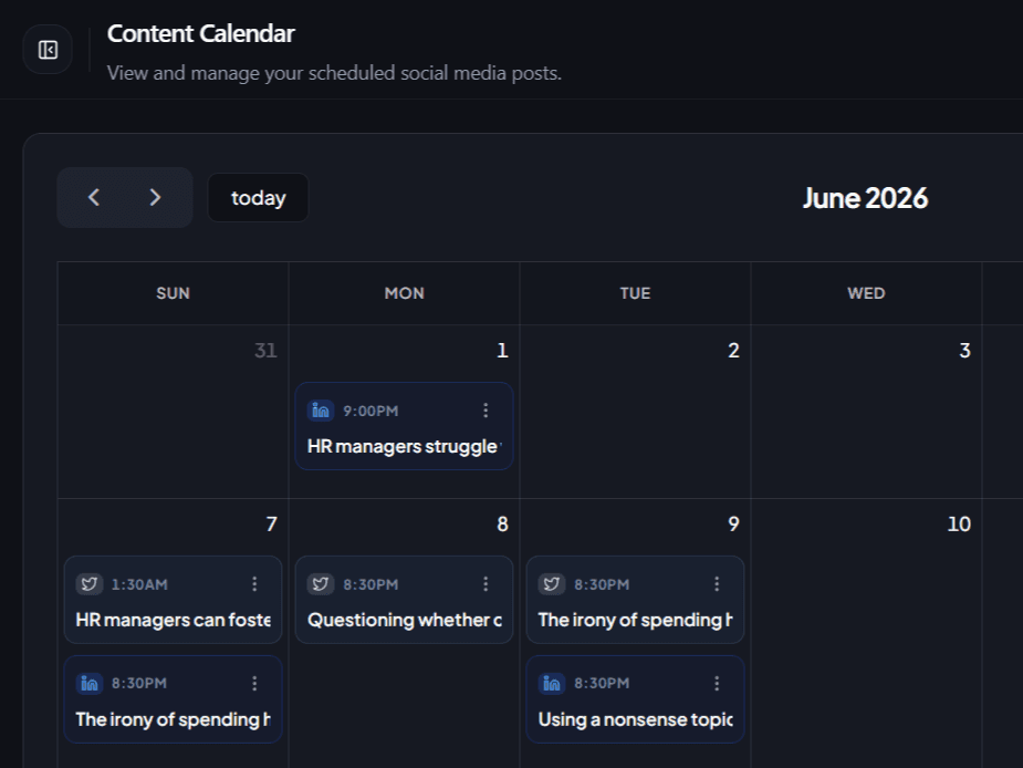 Visual Content Calendar